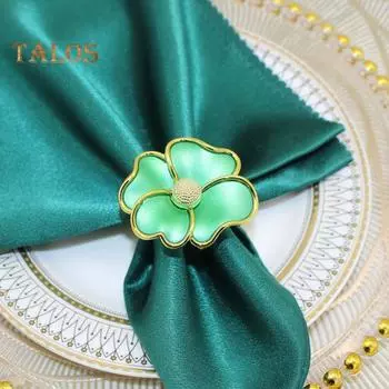 6 шт. элегантное кольцо для салфеток с цветком, нержавеющий держатель для салфеток из сплава для скатерти, бумажная салфетка для ресторана, украшение для домашнего обеденного стола на Рождество красный