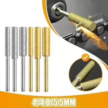 6 шт. алмазного покрытия цилиндрических фрез 4/4,8/5,5 мм заточной камень для цепной пилы заточка цепной пилы резьба шлифовальные инструменты