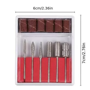 6 шт. алмазных фрез для нейл-арта, 6 насадок для шлифовки ногтей, средство для снятия геля-лака для педикюра, насадка для сверления ногтей, очистка кутикулы