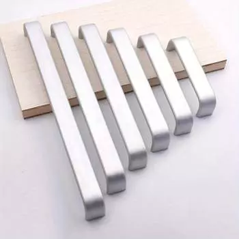 6 шт. алюминиевые серебристые ручки для шкафов, американские ручки для кухонных шкафов, ручки для ящиков, мебельная фурнитура с крепежными винтами