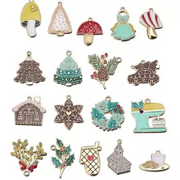 6 шт. эмалированная рождественская елка красные сосновые шишки рождественские домашние подвески для ожерелий браслетов сережек DIY изготовление ювелирных изделий рождественский декор