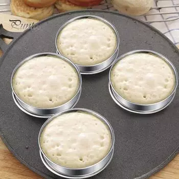 6 шт. английских колец для кексов из нержавеющей стали с антипригарным покрытием, форма для выпечки, двойной закрученный край, пищевое кулинарное кольцо 8 см 10 см S серебряный