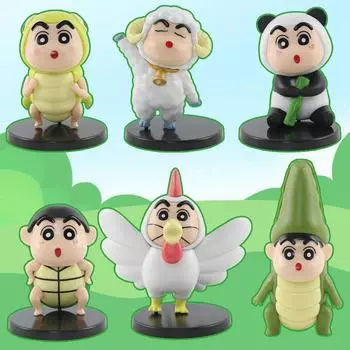 6 шт. аниме карандаш фигурки ShinChan Nohara Shinnosuke фигурку животного серии автомобиль настольные украшения детский подарок на день рождения