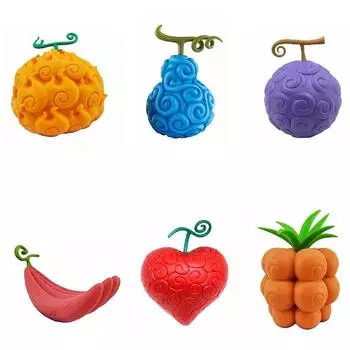 6 шт. аниме One Piece Fruit Luffy Ace Trafalgar Law Devil Fruits ПВХ фигурки игрушки набор 6pcs/set разноцветный