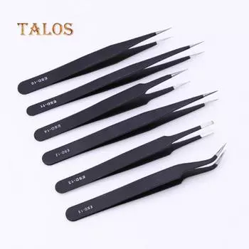 6 шт. антистатические углеродистые стальные безопасные пинцеты для технического обслуживания и ремонта, прочный набор инструментов, автомобильные аксессуары