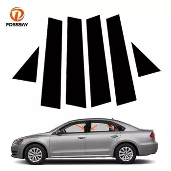 6 шт. автомобильные глянцевые черные столбы, наклейки на дверные и оконные стойки, внешние детали для VW Passat 2011-2018