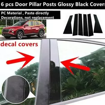 6 шт. автомобильные оконные стойки, дверные накладки, глянцевая черная крышка для фортепиано для Hyundai Tucson NX4 2022 2023, аксессуары для внешнего стайлинга
