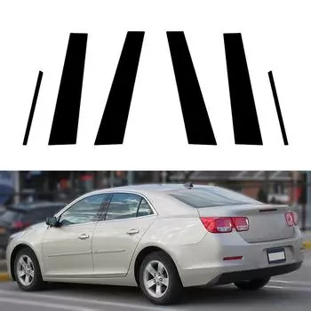 6 шт. автомобильные стойки для Холдена Малибу (Австралазия) Седан 2013-2015 Глянцевая черная обшивка двери, окна, наклейки, Стайлинг