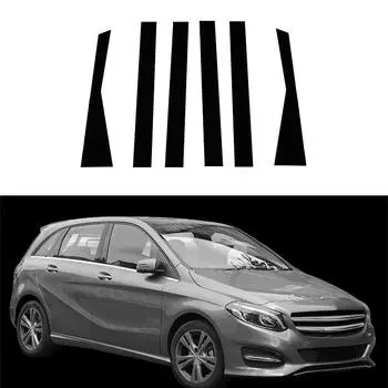 6 шт. автомобильные стойки для Mercedes-Benz B-Class W246 2012-2019 глянцевые черные наклейки на обшивку двери, окна, аксессуары для стайлинга