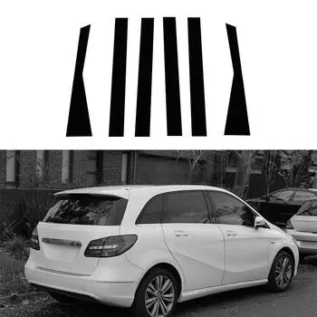 6 шт. автомобильные стойки для Mercedes-Benz B-Class W246 2012-2019 глянцевые черные наклейки на обшивку двери, окна, аксессуары для стайлинга