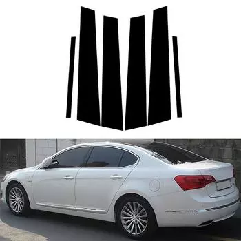 6 шт., автомобильные стойки, накладка на дверь, окно, наклейка, крышка для Kia Cadenza/K7 2010 2011 2012 2013 2014 2015 2016, внешние детали чёрный