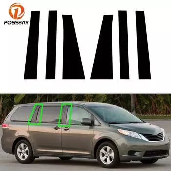 6 шт. автомобильные стойки, накладки на окна, двери, накладки для Toyota Sienna 2010 2011 2012 2013 2014 2015 2016 2017 2018 6 Pcs