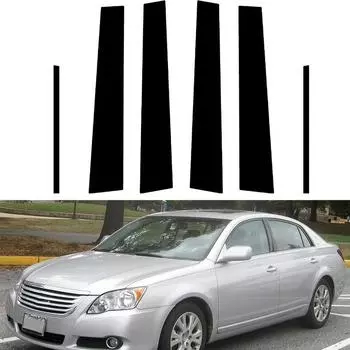 6 шт. автомобильных наклеек, наружные столбы, отделка, декоративные аксессуары, подходят для Toyota Avalon 2005-2012 Glossy Black