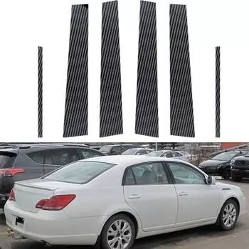 6 шт. автомобильных наклеек, наружные столбы, отделка, декоративные аксессуары, подходят для Toyota Avalon 2005-2012 Glossy Black