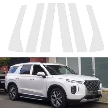 6 шт. автомобильных столбов, отделочные наклейки, автомобильные окна, двери, колонны, декор, стилизованные аксессуары, подходят для Hyundai Palisade 2020-2024 Glossy Black