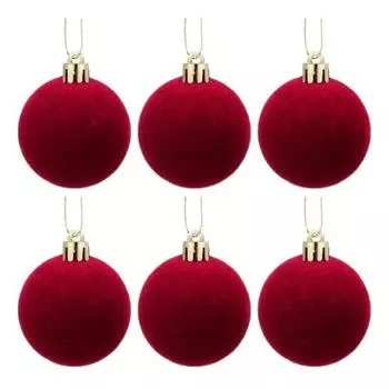 6 шт. бархатные рождественские шары, флокированные рождественские елочные шары, красные подвесные украшения