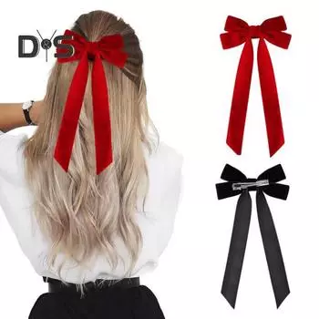 6 шт. бархатные заколки-банты для волос бархатная лента для волос с кисточками банты заколки для девочек декоративные заколки для волос аксессуары для волос 6pcs