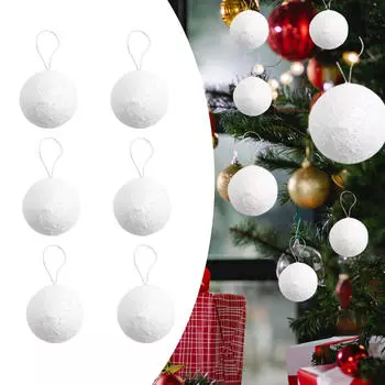 6 шт. белых пенопластовых рождественских шаров, фестиваль, многоразовые снежки для елки, для празднования магазина 6cm