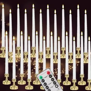 6 шт. беспламенных конических свечей 3D мерцающее пламя светодиодные оконные свечи с пультом дистанционного управления и съемным держателем для свадебного рождественского декора