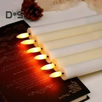 6 шт. беспламенных конических свечей, работающие от батареек, искусственные свечи для окон с дистанционным управлением, мерцающие светодиодные свечи для праздничного свадебного домашнего декора B бежевый