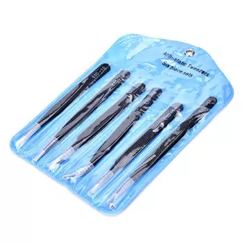 6 шт. безопасный прецизионный пинцет из нержавеющей стали с антистатическим покрытием чёрный