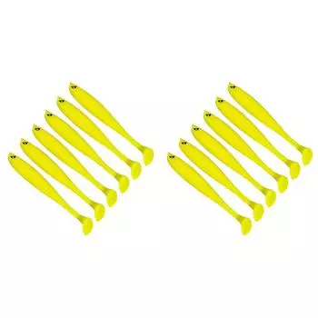 6 шт. бионической мягкой приманки с Т-образным хвостом 9 см, многофункциональные рыболовные принадлежности (желтый)