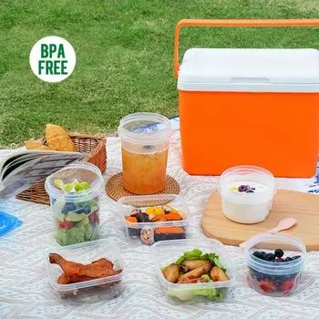 6 шт. более четкая коробка с крышкой Штабелируемая прозрачная герметичная многоразовая пищевая герметичная коробка для супа для хранения продуктов Микроволновая печь Можно мыть в посудомоечной машине Безопасная морозильная камера S