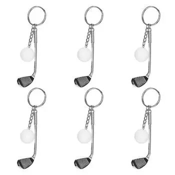 6 шт. брелок для ключей в виде мяча для гольф-клуба, модный сплав, брелок для ключей, подвеска, украшение для сумки