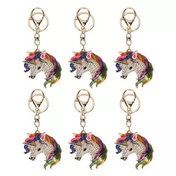 6 шт. брелок со стразами, модный брелок в форме животного для сумок, рюкзаков
