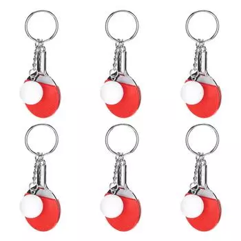 6 шт. брелок в форме настольного тенниса из сплава, кольцо для сумки, подвеска для ключей для женщин и мужчин
