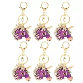 6 шт. Брелок в виде животного, прекрасный внешний вид, изысканные детали, декоративный брелок для сумки, подвески фиолетовый