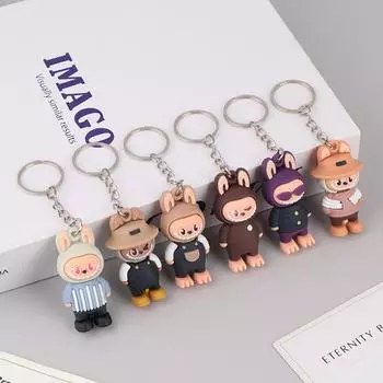 6 шт. брелоки Labubu, подвески для ключей и рюкзаков, кукольные подвески, подвесные украшения, брелок для ключей, подарок для карточки, аксессуар для снятия стресса