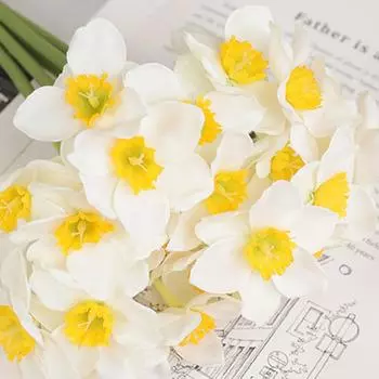 6 шт./букет искусственных цветов, букет в пасторальном стиле, нарцисс, нарцисс, искусственное растение, реквизит для фотографий, домашний декор белый
