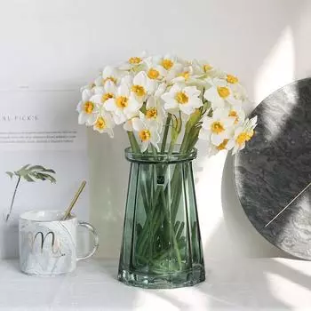 6 шт./букет искусственных цветов нарциссов шелковые цветы нарциссы цветы букет для свадьбы украшение дома искусственный цветок белый