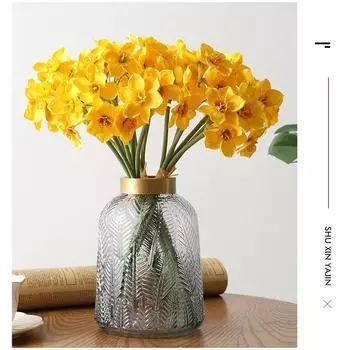 6 шт./букет искусственных цветов нарциссов шелковые цветы нарциссы цветы букет для свадьбы украшение дома искусственный цветок белый