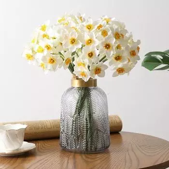 6 шт./букет искусственный цветок нарцисс шелковые цветы букет для свадьбы украшения дома искусственный цветок белый