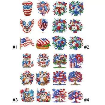 6 шт. Букет на День независимости Алмазный Арт Магнит на холодильник Алмазный Арт Магниты Наклейки для Досок на Холодильник Декор для Почтового Ящика Автомобиля BX001