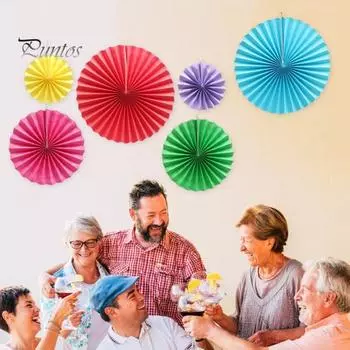 6 шт. бумажный веер настенное украшение фон потолочные подвесные украшения для осенней вечеринки детский душ выпускной день рождения свадьба F