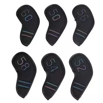 6 шт. чехлов для клюшек для гольфа Iron Wedge из искусственной кожи, подходят для большинства клюшек, легко идентифицируются, вышитые