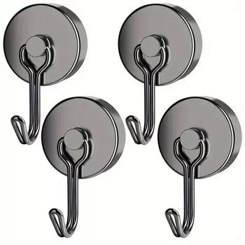 6 шт. черных магнитных крючков Cruis Heavy Duty Neodymium Rare Earth Magnetic Handle, сверхсильные магниты с крючком для подвешивания