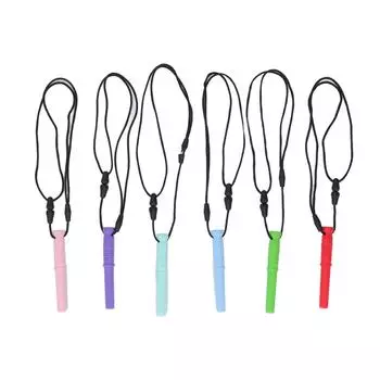 6 шт. Цилиндрические жевательные ожерелья-прорезыватели для зубов, успокаивающие кусающие сенсорные жевательные ожерелья из пищевого силикона