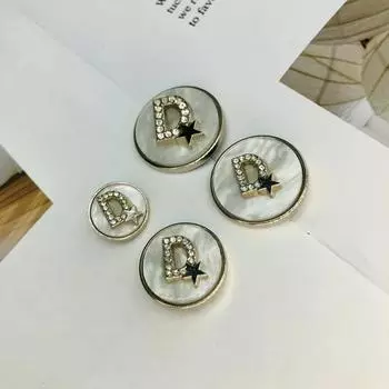6 шт. D буква звезда серебряная швейная пуговица для одежды аксессуар ручной работы DIY для пальто подходит высокое качество роскоши 20mm