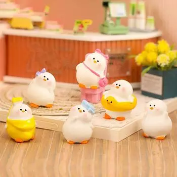 6 шт. декор в виде утки, милые украшения для автомобиля, аксессуары для приборной панели салона автомобиля, украшения для приборной панели автомобиля Microlandschaft белый