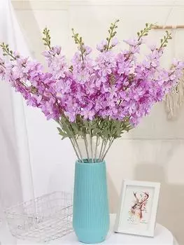 6 шт. Дельфиниум Искусственные цветы Искусственный цветок живокости Шелковые цветы со стеблями Настоящий вид Искусственные цветы для дома, сада, вечеринки, свадебного украшения красный