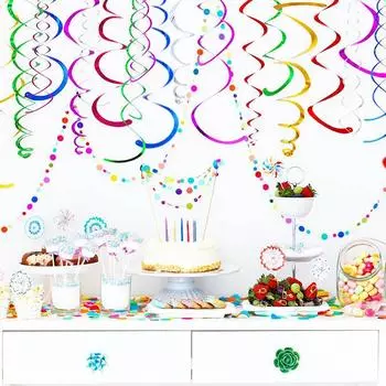 6 шт. день рождения свадьба подвесные спиральные украшения для вечеринок принадлежности потолочные подвесные завитки 70cm красный