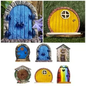 6 шт., деревянная миниатюрная волшебная дверь, яркая ручная работа, тонкая текстура, дверь сказочного дома, ремесленное украшение