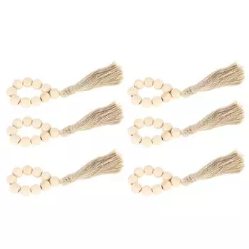 6 шт. деревянные бусины кольца для салфеток с кисточками деревянные бусины держатели для салфеток пряжки для салфеток для фермерского дома