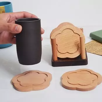 6 шт. Деревянные подставки Подставки под чайные блюдца Креативные изоляционные прокладки Коврики для кастрюль Деревянные подставки Кухонные принадлежности для хранения Коврик для чашки