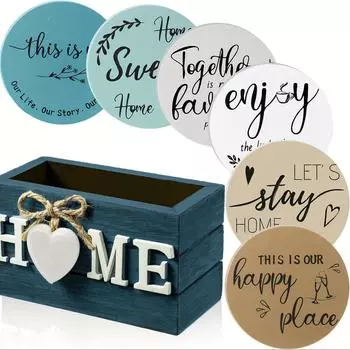 6 шт. деревянных подставок под чашки, прочные антиожоговые подставки под чашки с ящиком для хранения подставок под чашки, простые в использовании деревянные подставки под чашки для декора столов 11.5x6.5x5.5cm коричневый