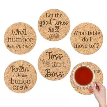 6 шт. деревянных подставок, пробковая подставка для напитков, впитывающая, термостойкая, подставка для чая/кофе, классические пробковые коврики для напитков, креативный подарок для друзей 6pcs